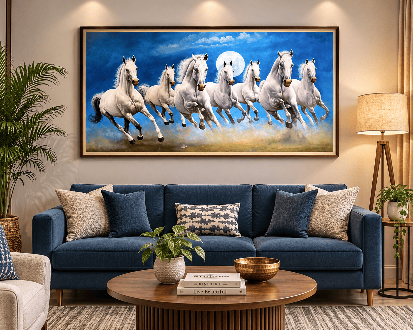 7 Running Horses Oil Painting – Vastu Positive Wall Art for Success, Power & Prosperity